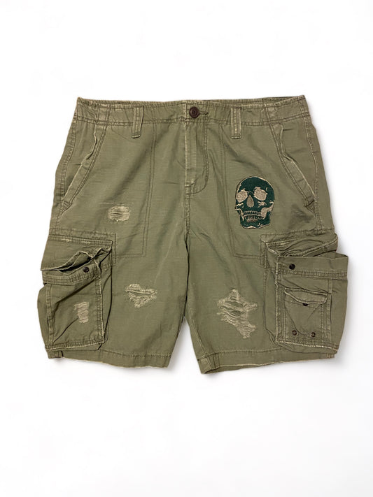 Forest green skull cargo shorts