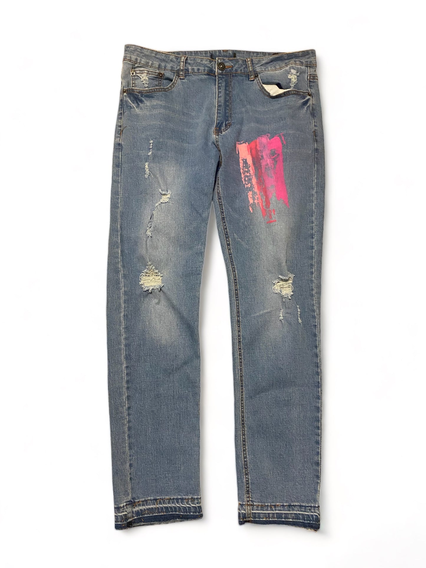 Paint streak(pink) denim