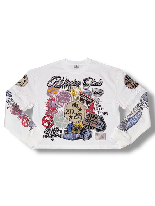 BADGED LONG-SLEEVE TEE(REMOVABLE SLEEVES)